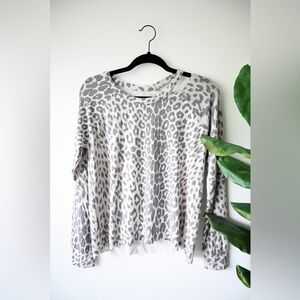 Chaser NWT Leopard Print Distressed Sweater